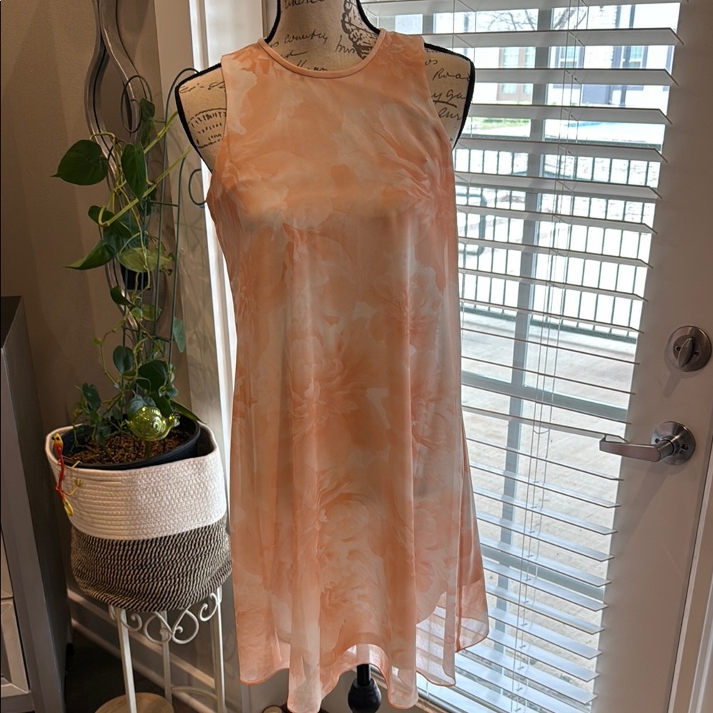 Elegant Peach Sleeveless Dress